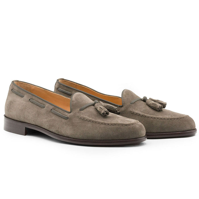 Zelli Franco Italian Sueded Goatskin Tassel Loafer in Black