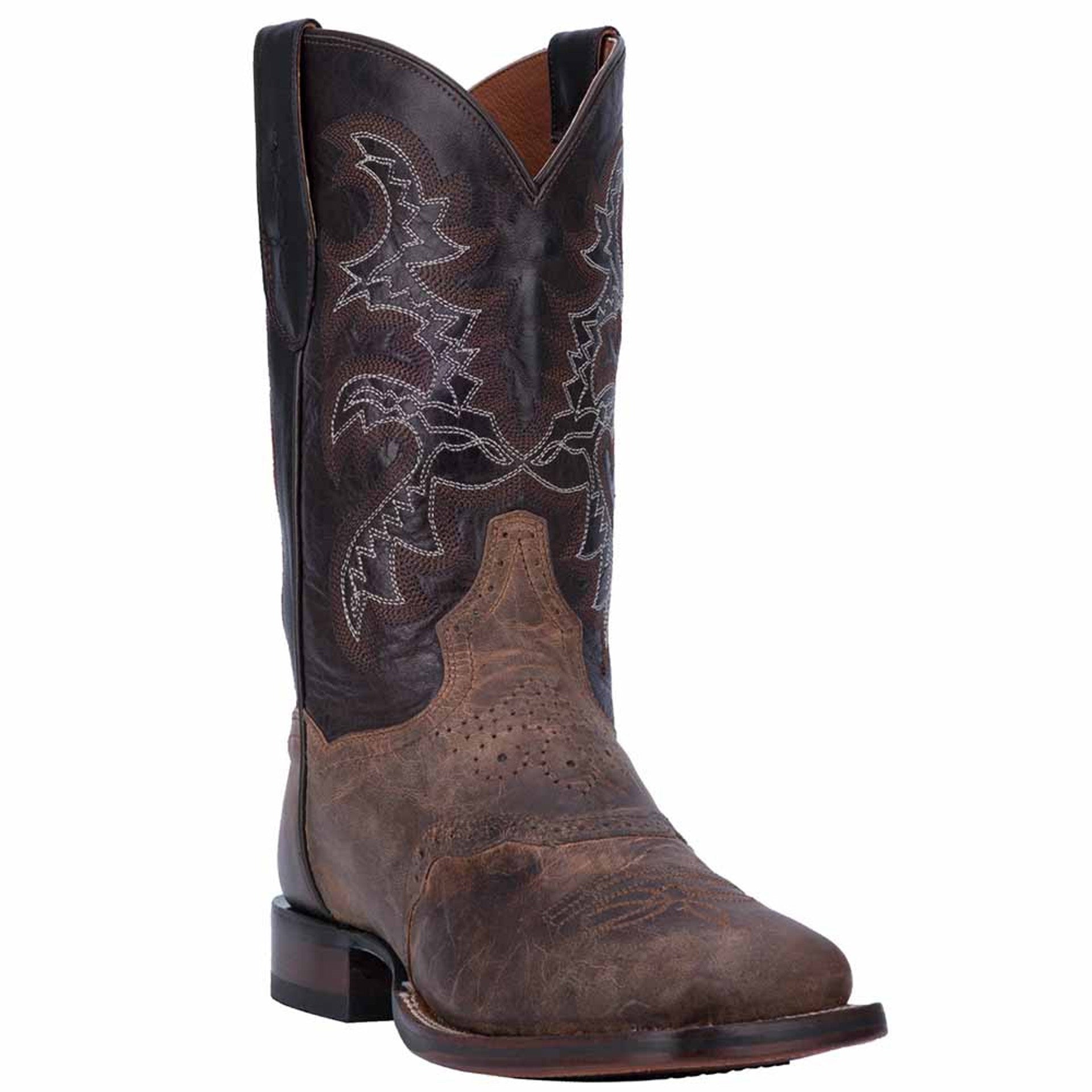 Dan Post Mens Franklin 11 Broad Square Toe Boot Sand and Chocolate Leather Boot - 7D