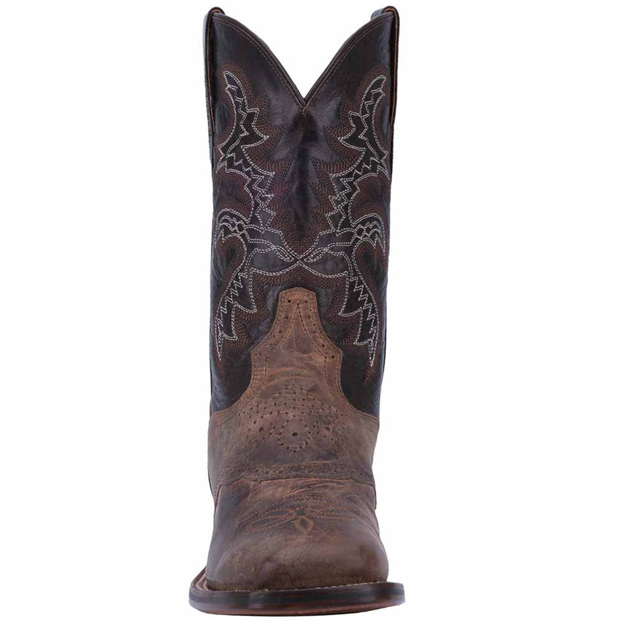Dan Post Mens Franklin 11 Broad Square Toe Boot Sand and Chocolate Leather Boot - 7D