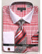 Mens New Years Outfit-Men's Red And White Classic Fit Collared French Cuffed Shirt