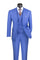 French Blue Modern Fit 3-Piece Suit with Lapel Vest & Adjustable Pants