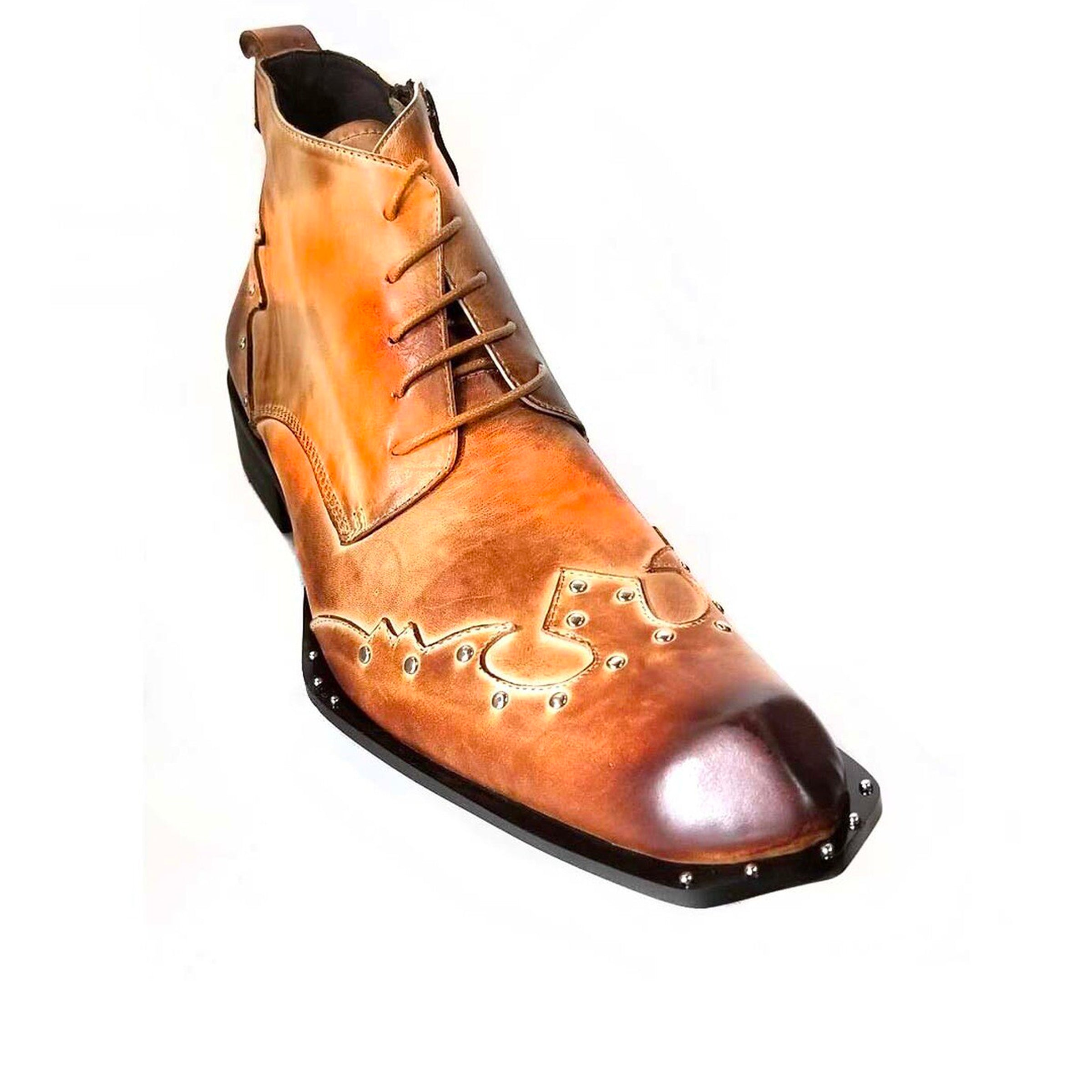 Mens Zota Leather Ankle Boot in Brown - 8