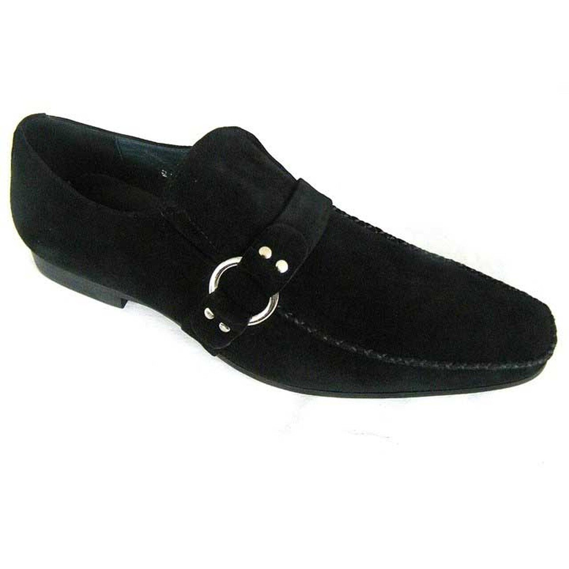 Mens Zota Brown Suede Slip On Loafer Dress Shoe in Black - 8