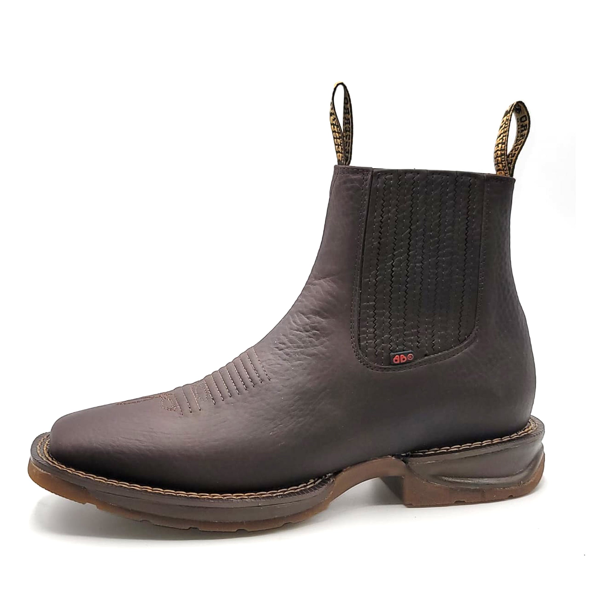 Square Toe Brown Short Cowboy Boots - Brown