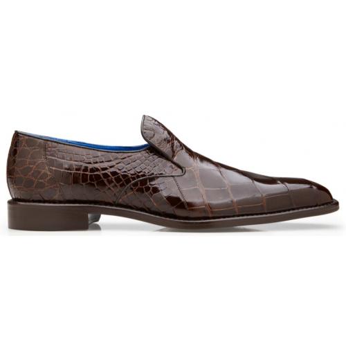 Belvedere Genova Chocolate Brown Genuine Alligator Slip-On Shoes - 6