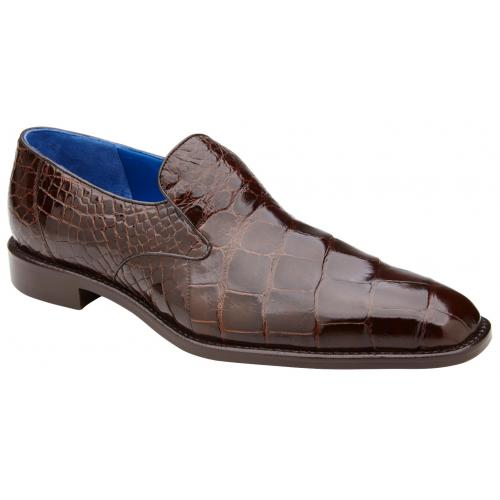 Belvedere Genova Chocolate Brown Genuine Alligator Slip-On Shoes - 6