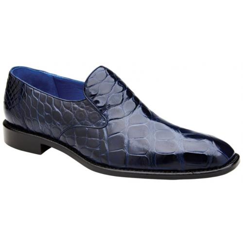 Belvedere Genova Navy Blue Genuine Alligator Slip-On Shoes - 6