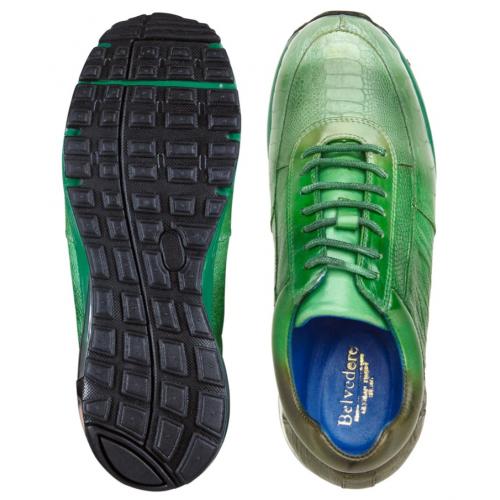 Belvedere George Multi Pine Green Genuine Ostrich Leg Sneakers - 6