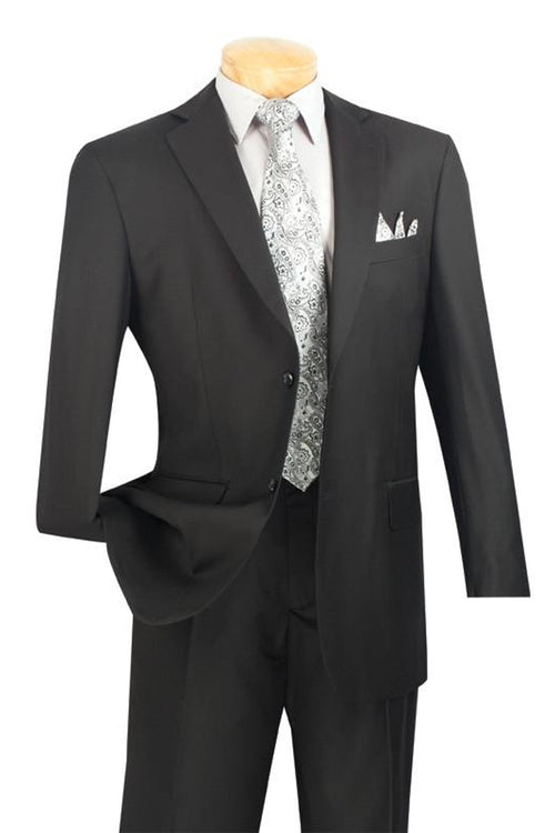 Modern Fit - Mens Basic 2 Button Modern Fit Suit in Black