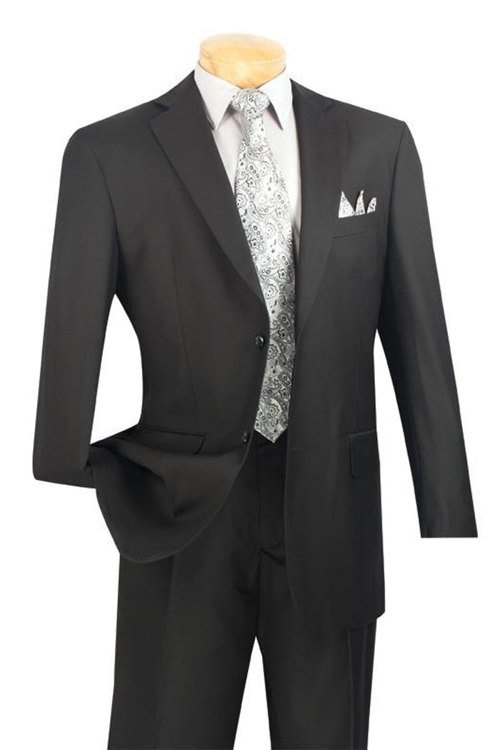 Modern Fit - Mens Basic 2 Button Modern Fit Suit in Black