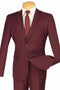 Mens 2 Button Slim Fit Poplin Suit in Burgundy