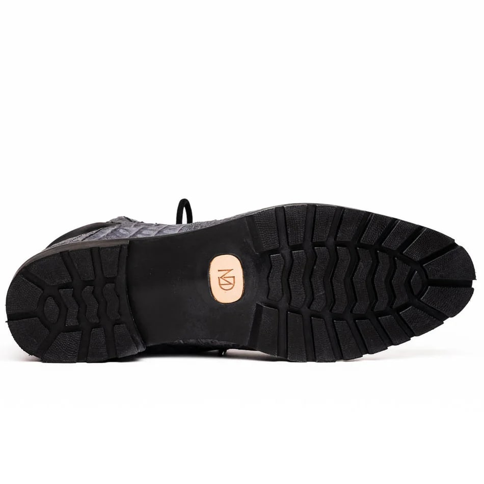 Marco Di Milano Leoni Men's Shoes Oil Gray Genuine Caiman Crocodile Rugged Boots - 8