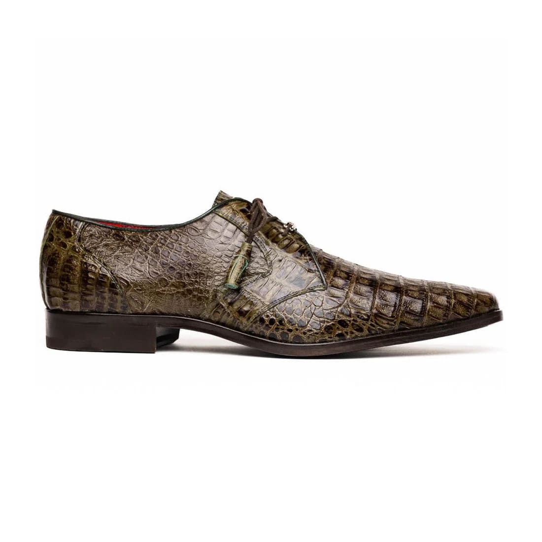 Marco Di Milano Lacio Men's Shoes Wood Green Genuine Caiman Crocodile Dress Derby Oxfords - 6