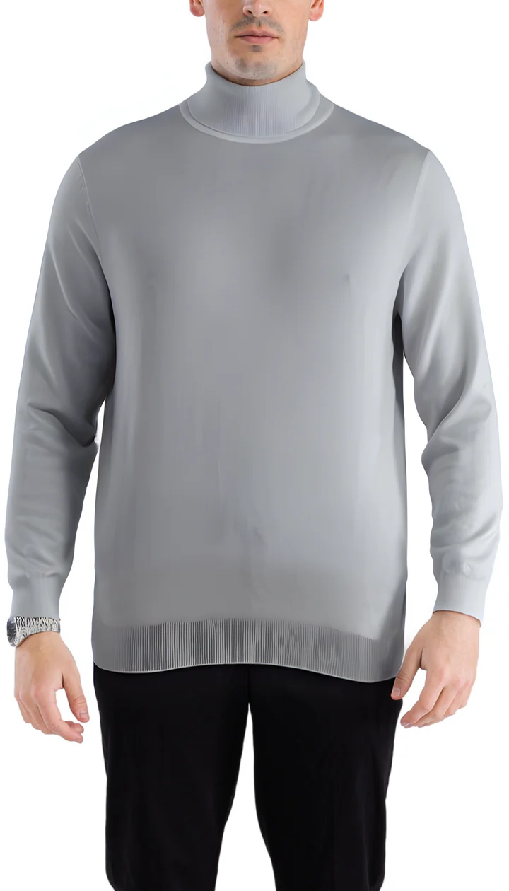 MENS GREY PULLOVER TURTLENECK SWEATER - SMALL