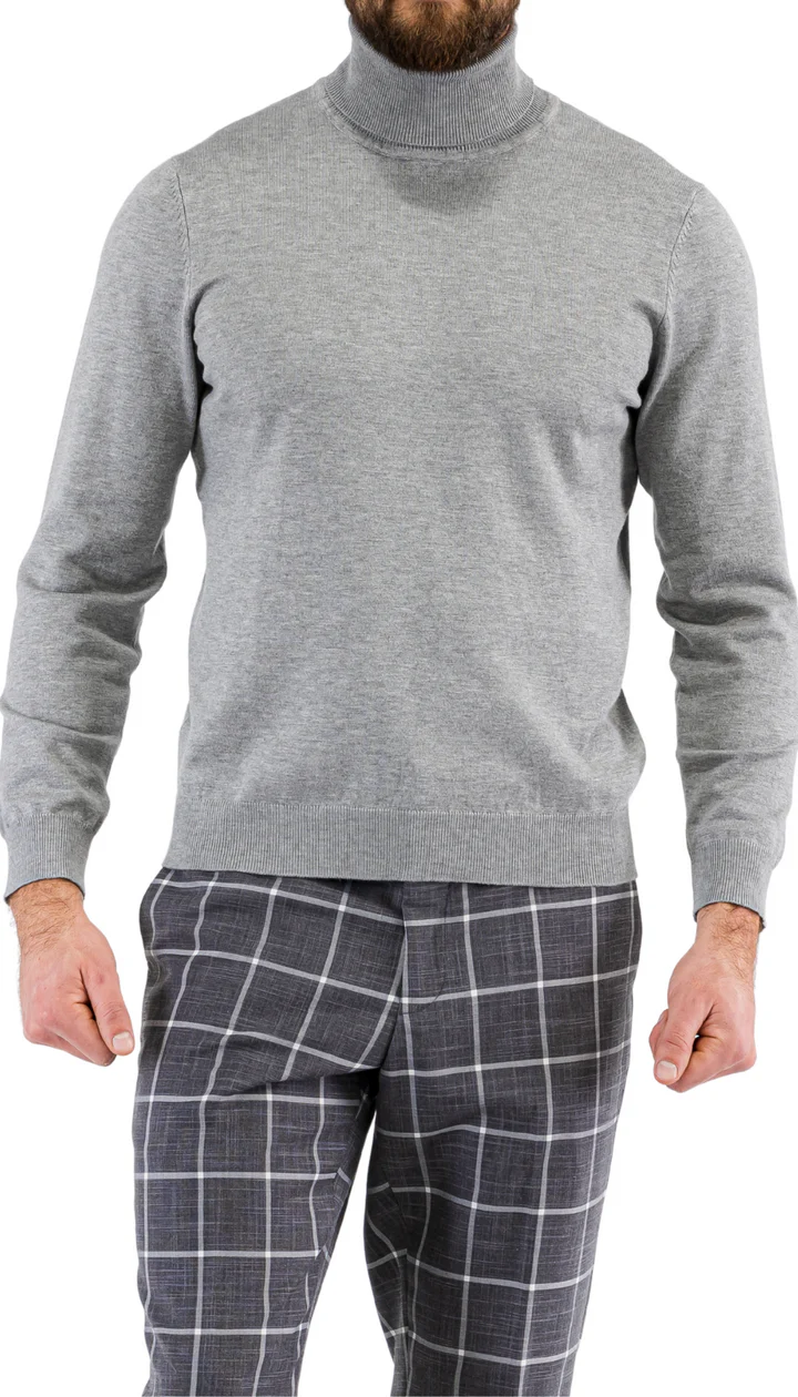 MENS GREY PULLOVER TURTLENECK SWEATER - SMALL