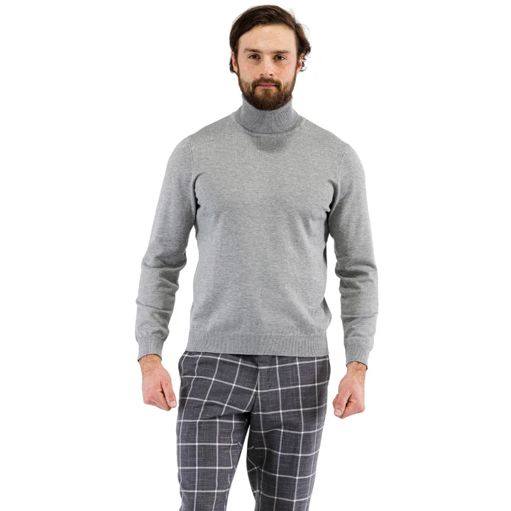MENS GREY PULLOVER TURTLENECK SWEATER - SMALL