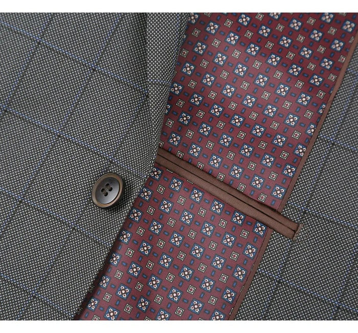 Cheap Priced Suit - Mens Two Button Slim Fit Two Piece Suit In Grey Windowpane Plaid