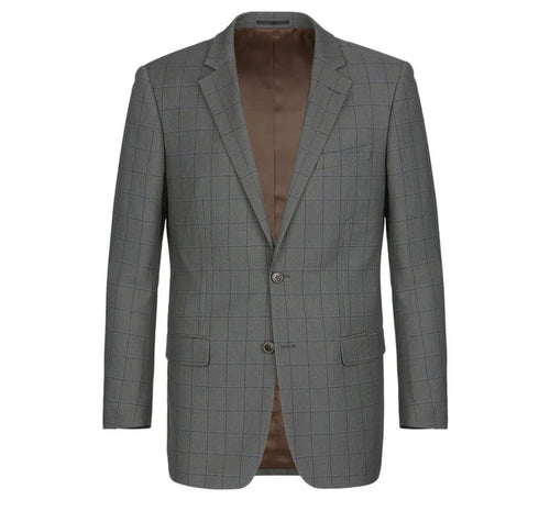 Cheap Priced Suit - Mens Two Button Slim Fit Two Piece Suit In Grey Windowpane Plaid