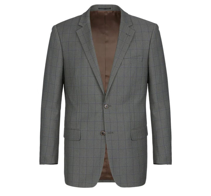 Cheap Priced Suit - Mens Two Button Slim Fit Two Piece Suit In Grey Windowpane Plaid