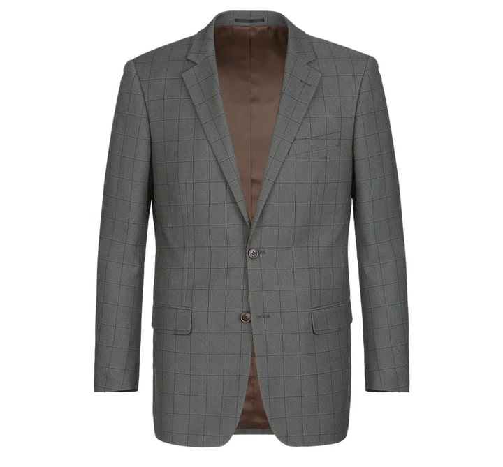 Cheap Suit - Mens Two Button Slim Fit Two Piece Suit In Grey Windowpane Plaid