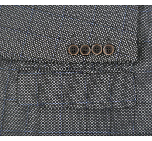 Cheap Priced Suit - Mens Two Button Slim Fit Two Piece Suit In Grey Windowpane Plaid