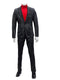 Mens One Button Peak Lapel Suit Black-Rain