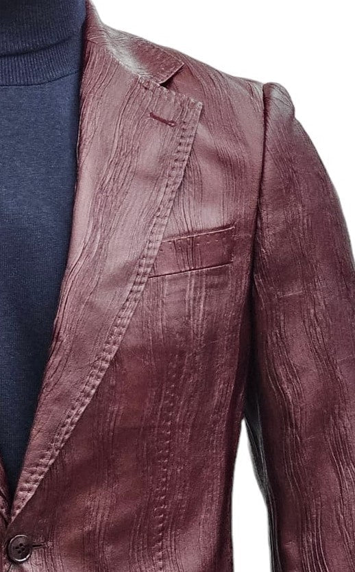 Mens One Button Notch Lapel Suit Burgundy - 34 Short or Extra Small