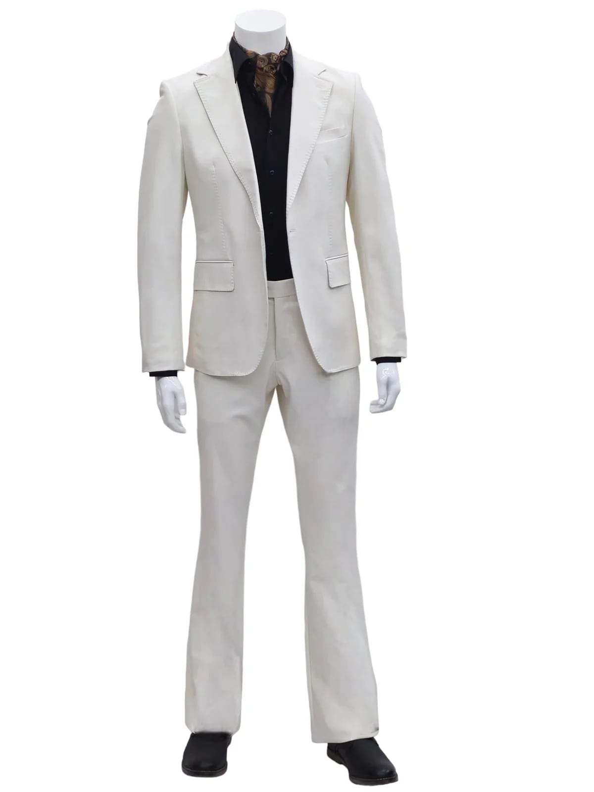 Mens 1 Button Slim Fit Leather Suit Bone - 34 Short or Extra Small