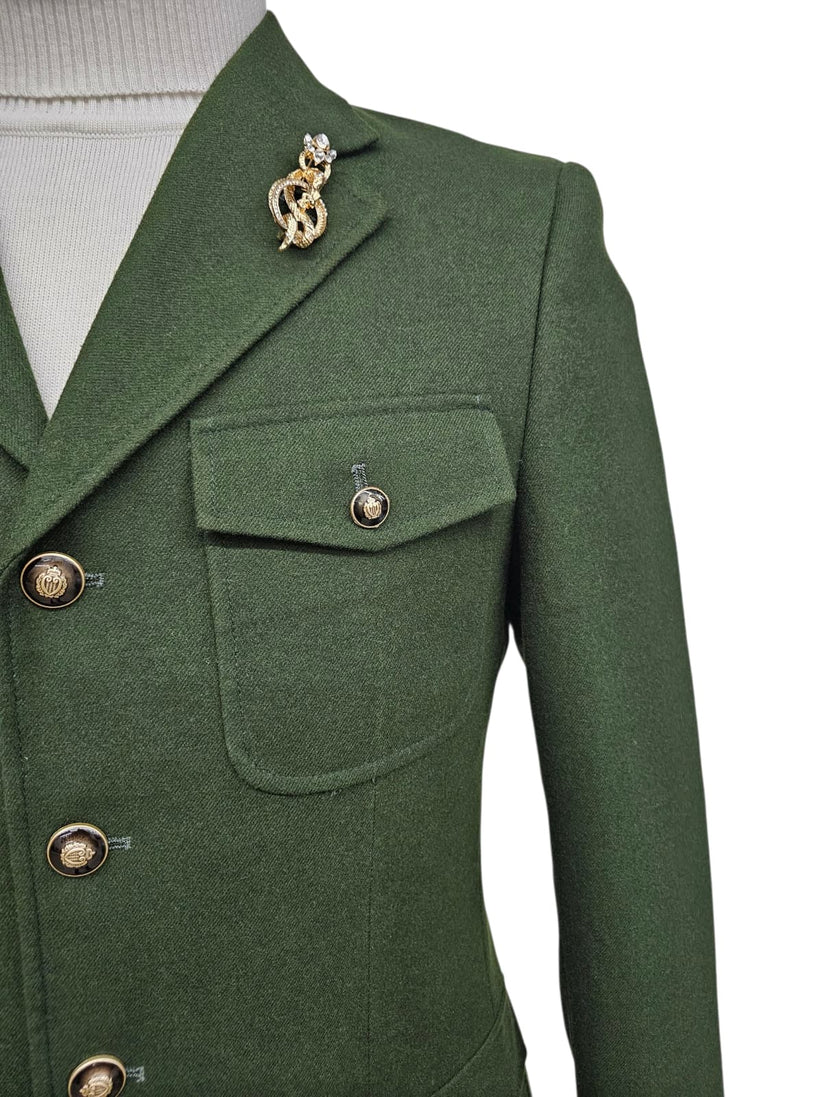 Mens Giovanni Testi Slim Fit Green Suit – 2 Piece 4 Button Formal Suit with Notch Lapel - 34 Short or Extra Small