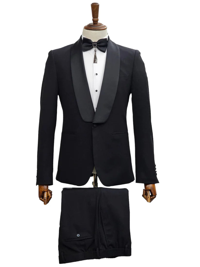 Stretch Fabric - Slim Fitted Suit - "Black" Light Weight Suit - "Style #"