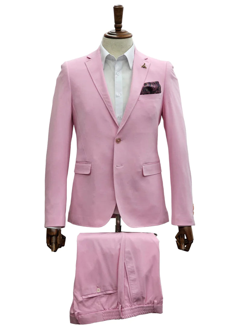 Stretch Fabric - Slim Fitted Suit - "Pink" Light Weight Suit - "Style #"