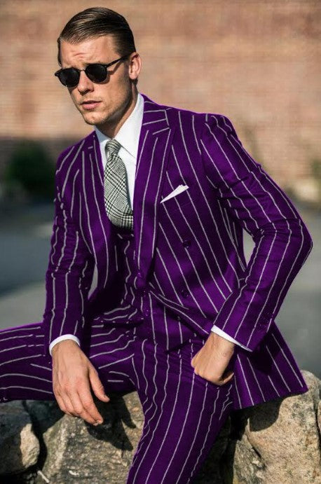 34 Dark Purple Pinstripe Suit - Gangster Suit - 1920's Suit