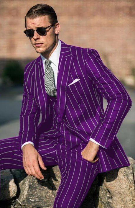 Purple Pinstripe Suit - Gangster Suit - 1920's Suit - Coat Size 38