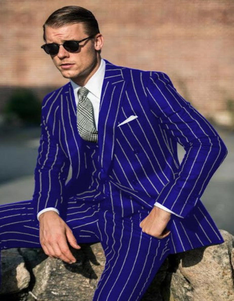 Royal Blue Pinstripe Suit - Gangster Suit - 1920's Suit - New Arrival - Coat Size 38