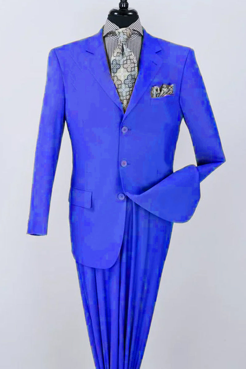 Apollo King Royal Blue Poplin Suit - Classic Fit Two-Piece - Royal Blue