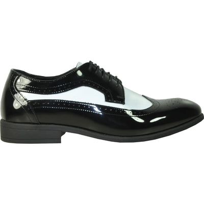 Bravo Mens 1920's Gangster Wingtip Dress Shoe in Black and White