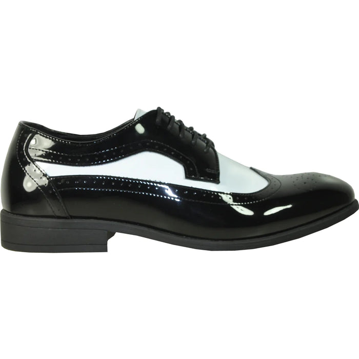 Bravo Mens 1920's Gangster Wingtip Dress Shoe in Black and White