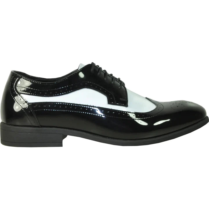 Mens 1920'S Gangster Wing Tip Dress Shoe In Black And White