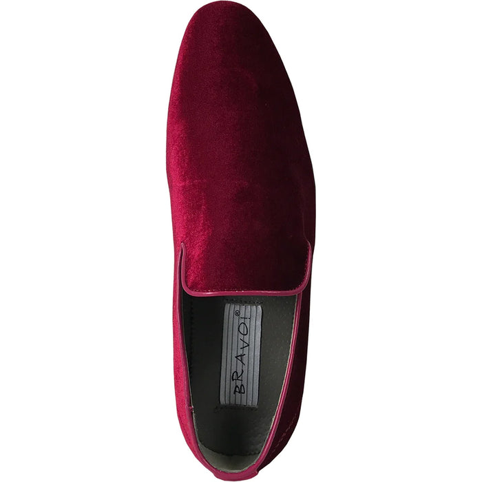 "Burgundy Velvet Tuxedo Loafers - Modern Men's Slip-On Style"
