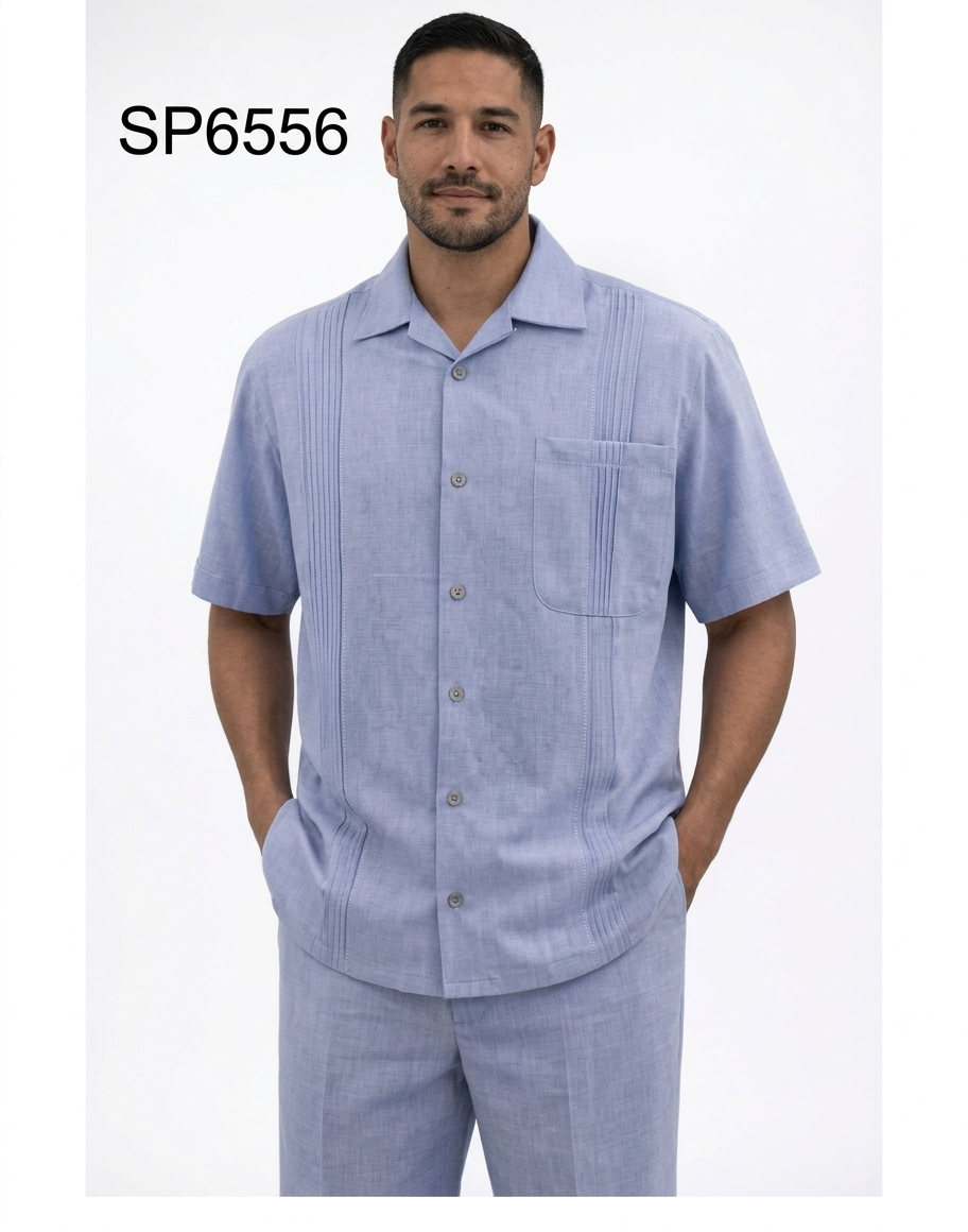 Men’s Lavender Linen Walking Suit Set – 2 Piece Short Sleeve Casual Outfit - S