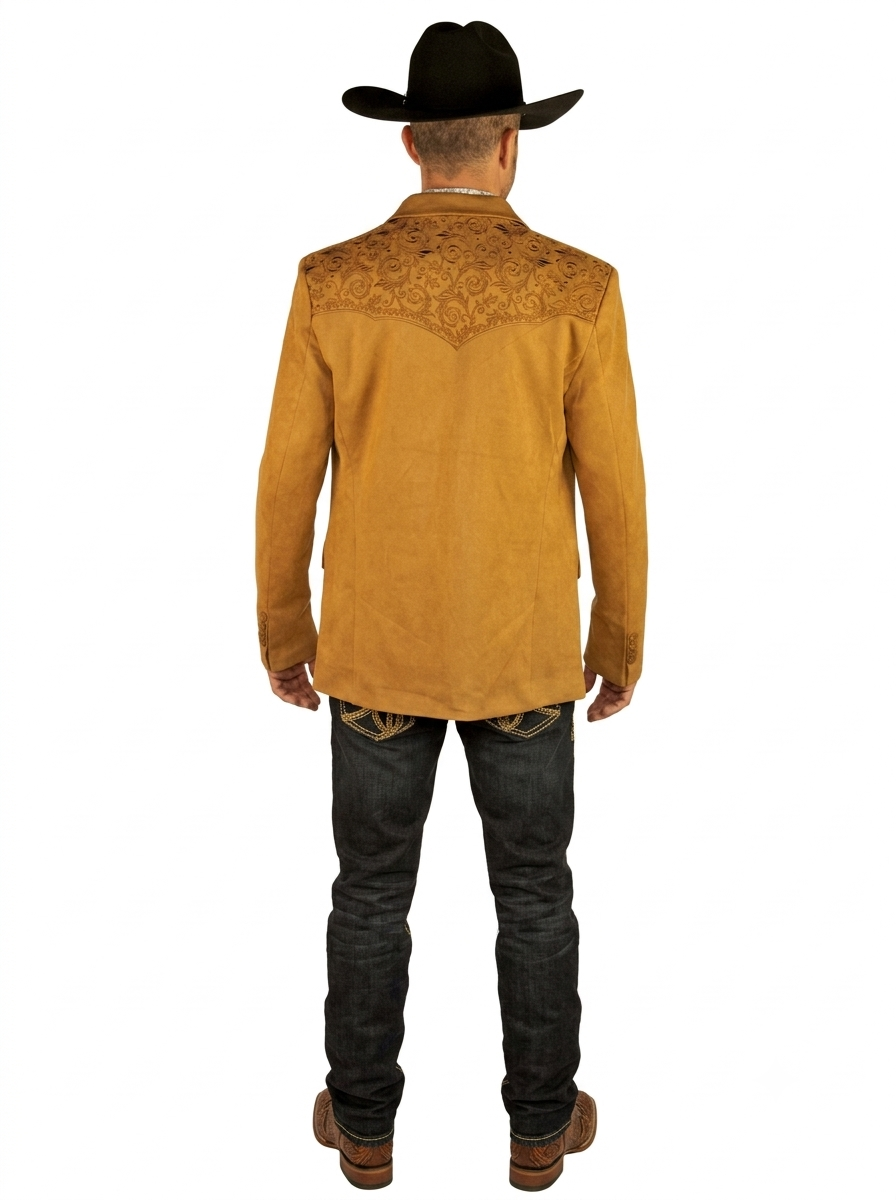 Men's Suede Cowboy Blazer Ultra Slim Fit LAM-516 in Color Camel