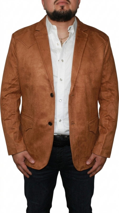 Men's Suede Cowboy Blazer Ultra Slim Fit LAM-510 in Color Camel
