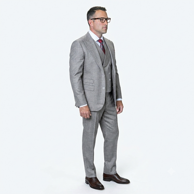 Mens Ticket Pocket Peak Lapel Double breasted Vest 100% Wool Tom Ford Style Modern Fit in Color "Grey" By Statement