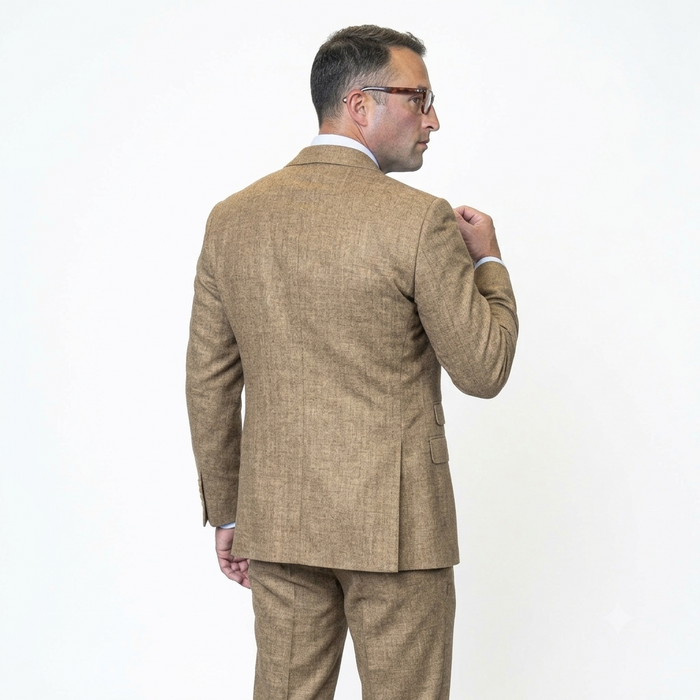 Mens Ticket Pocket Peak Lapel Double breasted Vest 100% Wool Tom Ford Style Modern Fit in Color "Bronze" By Statement