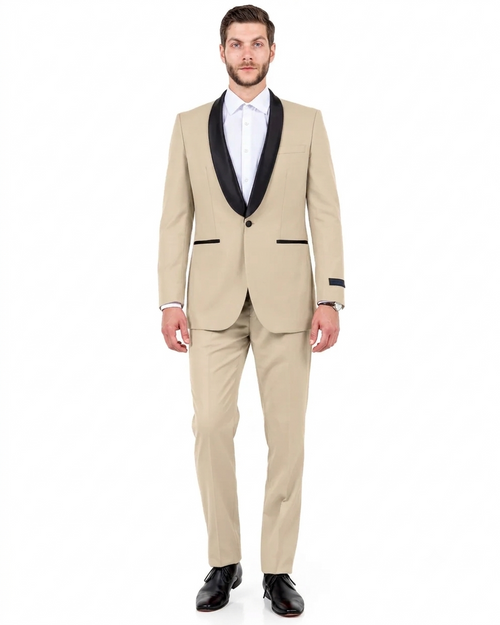 Tan/Black Slim Fit Tuxedo