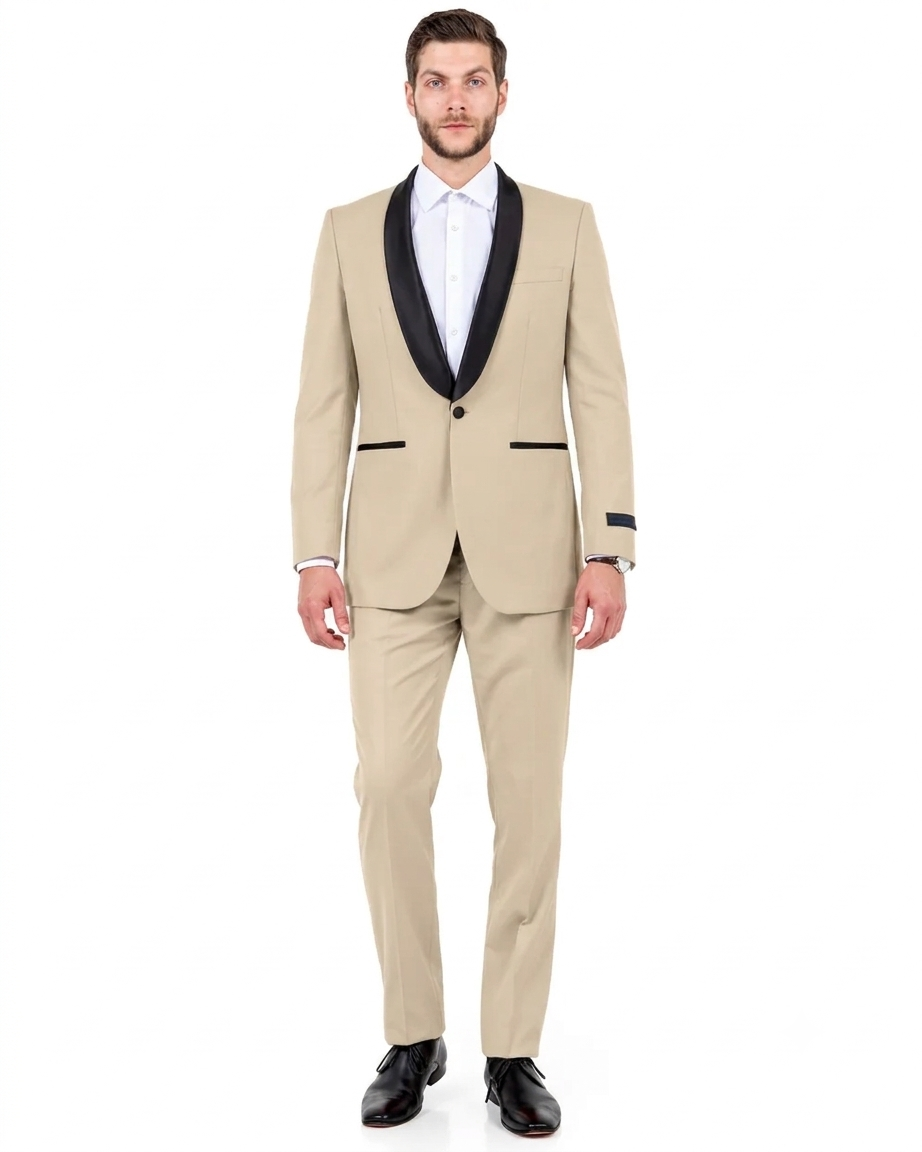 Tan/Black Slim Fit Tuxedo
