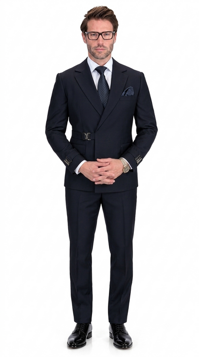 Men’s 2 Piece Modern Fit Buckle Suit - Black