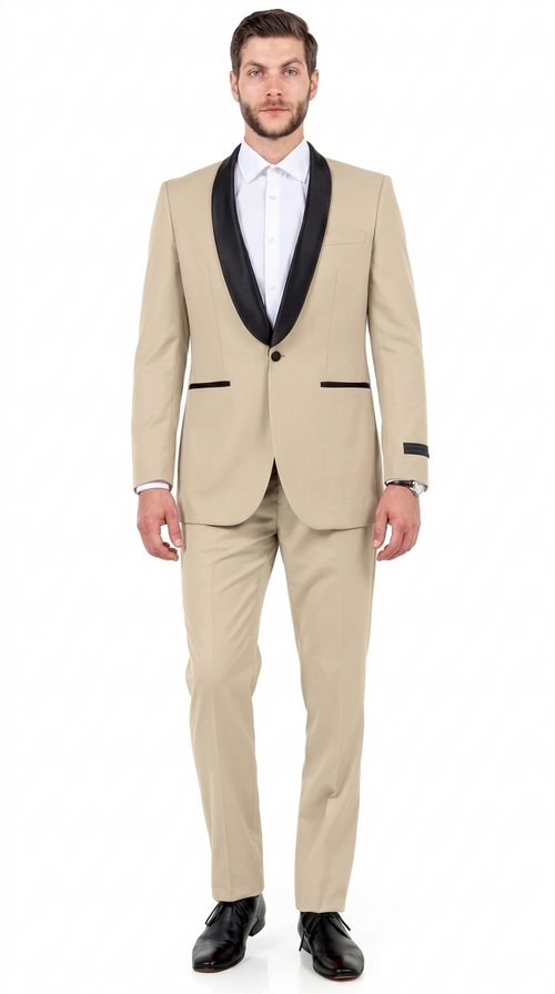 Tan/Black Slim Fit Tuxedo