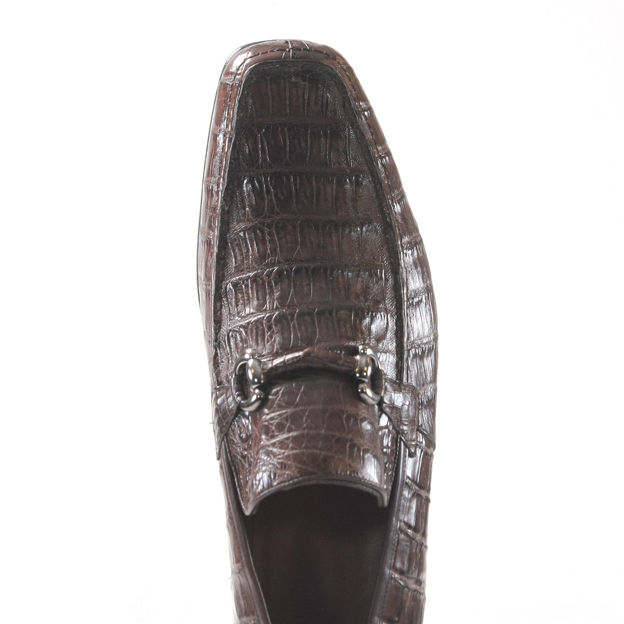 Los Altos Brown Genuine Caiman Crocodile Belly Slip-On Loafers - 8-M