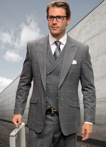 Glen Plaid Suit - Wool Suit - Tweed Suit - Plaid Suit - Vintage Looking Suit In 4 Colors - 38 Short Jacket+32 Waist Adjustable 28to34)(Height: 5 4 to5 7 )(Neck  15-16.5)S-M)